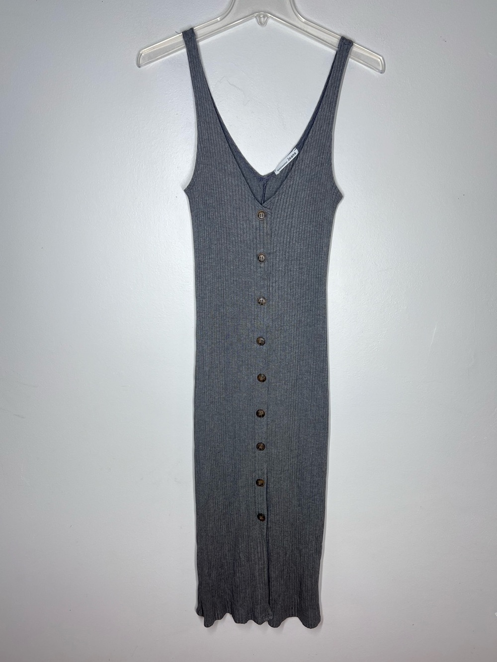 Reformation Nancy Ribbed Midi Tank Dress Button Front in Gray Sz XS - Picture 2 of 5